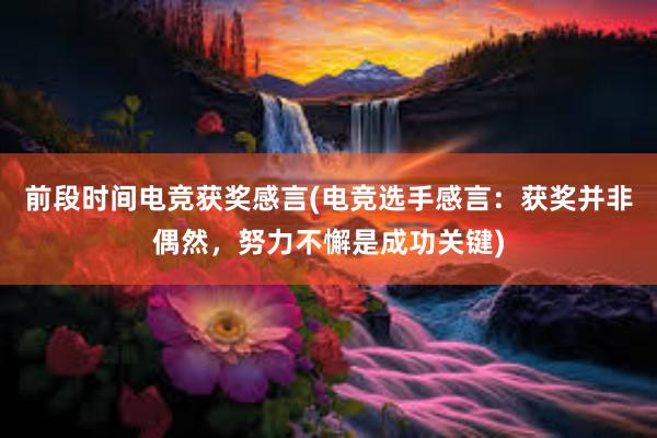 前段时间电竞获奖感言(电竞选手感言：获奖并非偶然，努力不懈是成功关键)