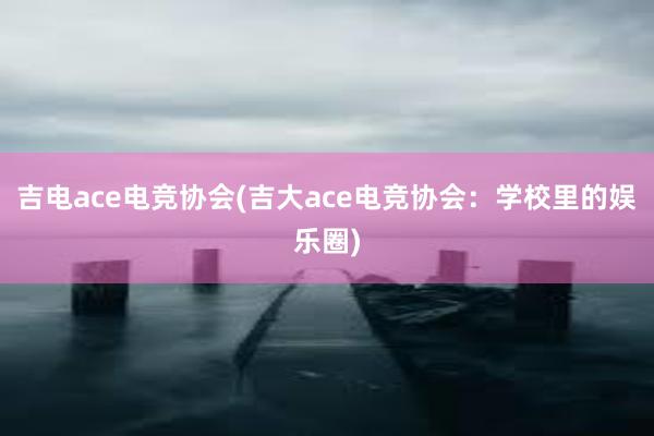 吉电ace电竞协会(吉大ace电竞协会：学校里的娱乐圈)