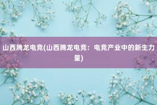 山西腾龙电竞(山西腾龙电竞：电竞产业中的新生力量)