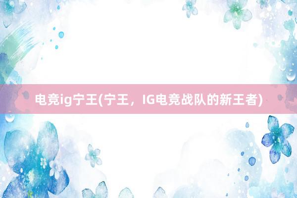 电竞ig宁王(宁王，IG电竞战队的新王者)